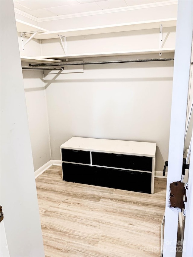 walk in closet featuring light hardwood / wood-style floors