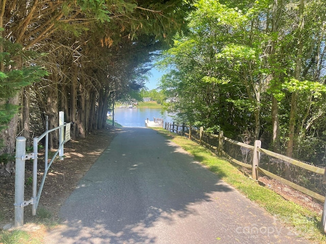 view of road featuring a water view