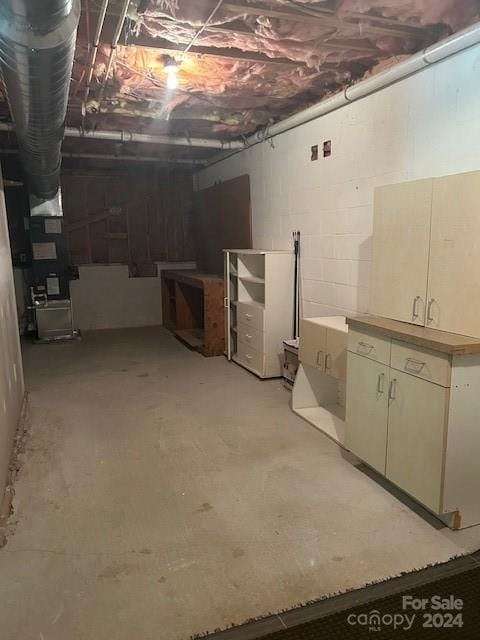 basement with heating unit