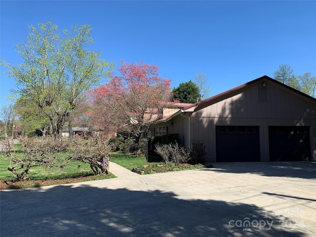 exterior space with a garage