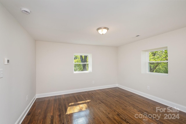 spare room featuring dark wood-type flooring