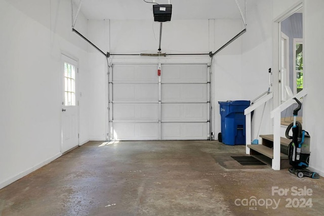 garage with a garage door opener