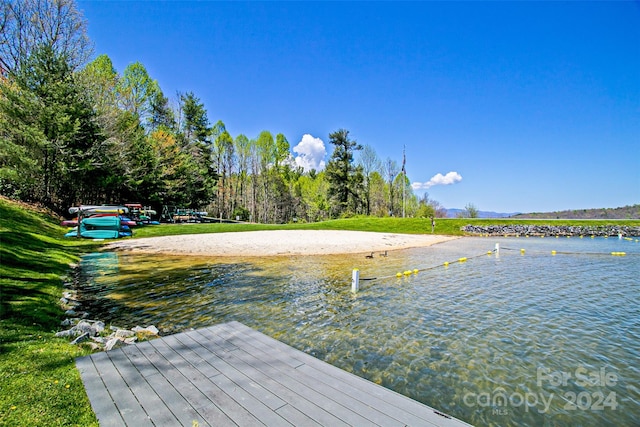 view of dock featuring a water view