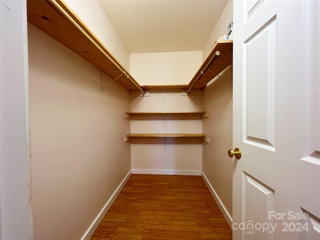 spacious closet featuring hardwood / wood-style floors