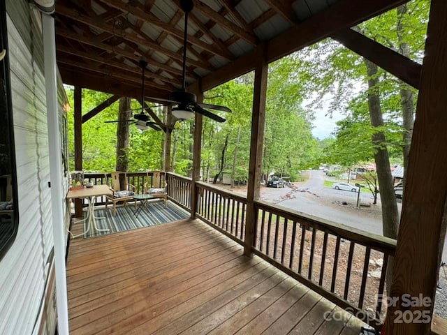 deck featuring ceiling fan