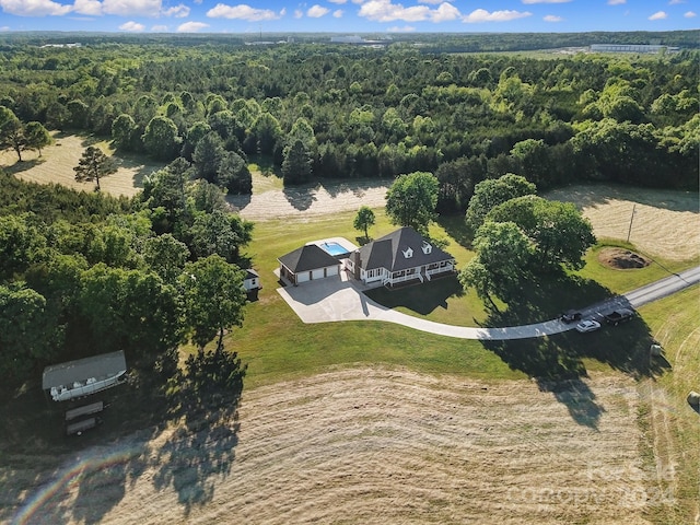 bird's eye view with a rural view