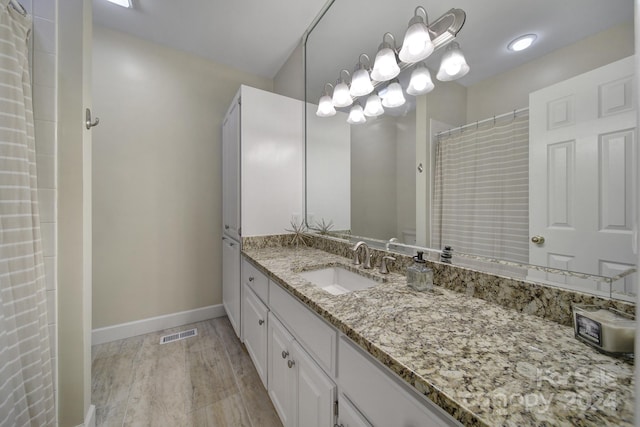 bathroom featuring wood-type flooring and vanity