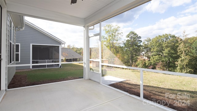 view of unfurnished sunroom