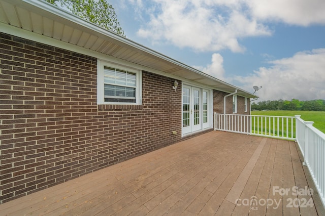 wooden terrace with french doors