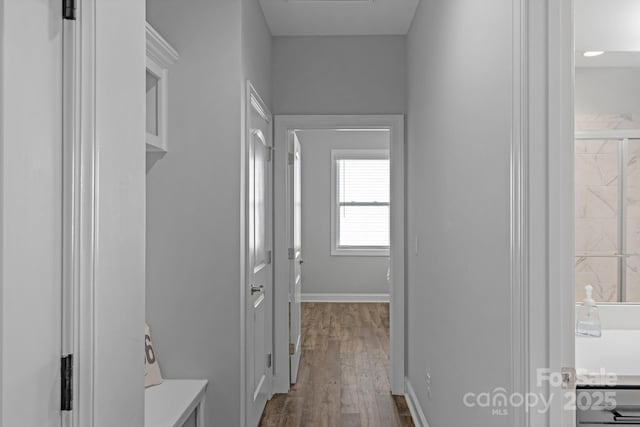 hallway featuring hardwood / wood-style floors