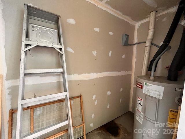 utility room featuring water heater