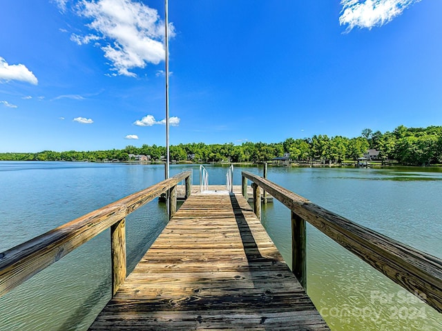 dock area with a water view