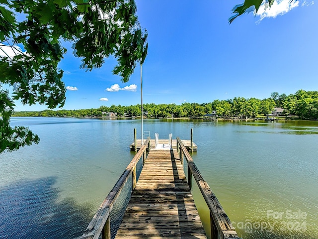 dock area featuring a water view