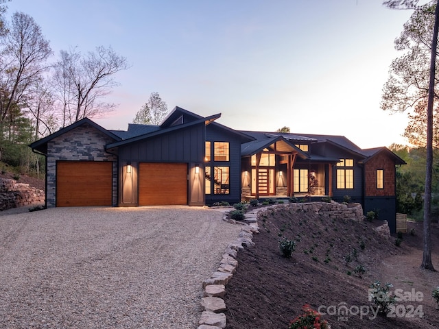 view of front of home featuring a garage