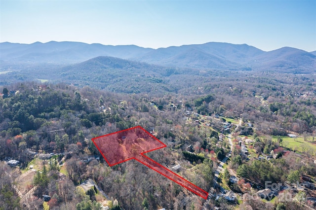 birds eye view of property with a mountain view