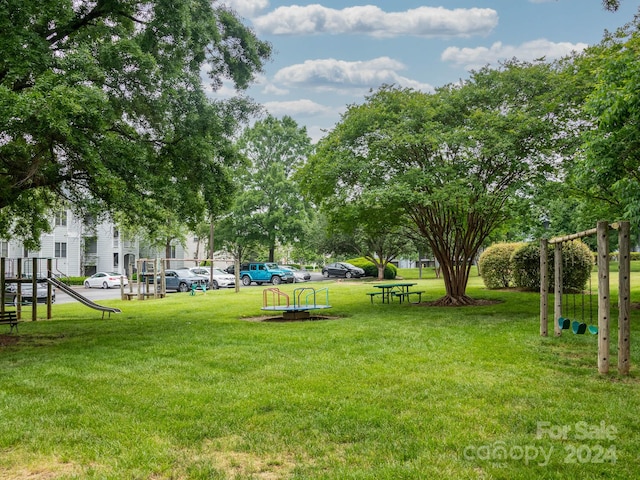 view of yard with a playground