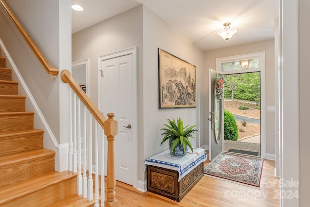 entrance foyer featuring light wood-type flooring