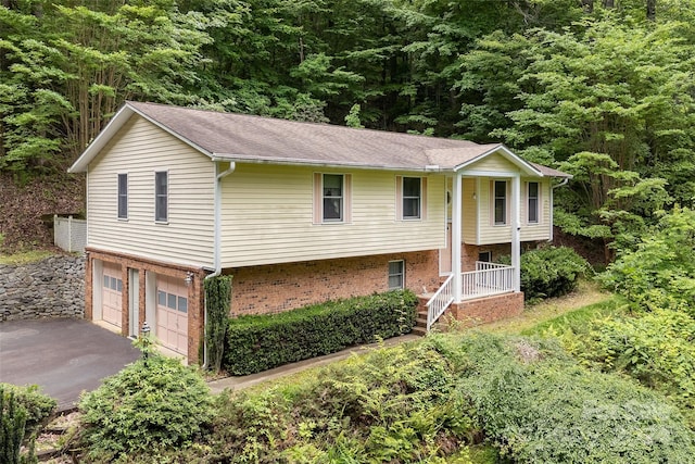 bi-level home with a garage