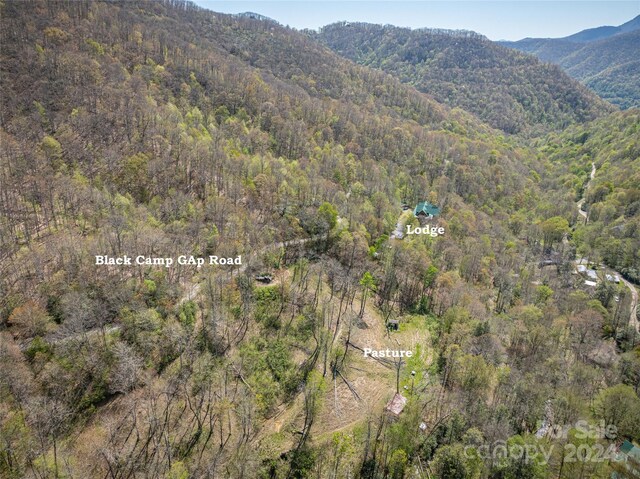 drone / aerial view featuring a mountain view