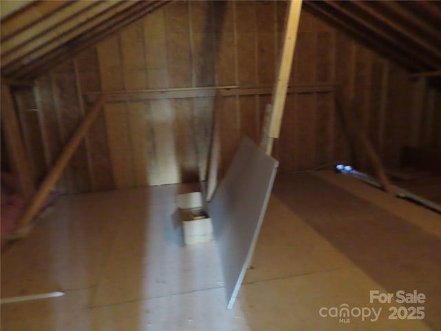 view of unfinished attic