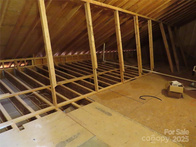 view of unfinished attic