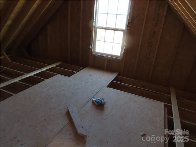 view of unfinished attic