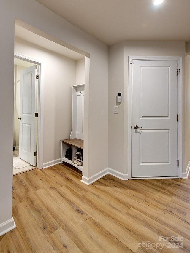 mudroom featuring light hardwood / wood-style floors