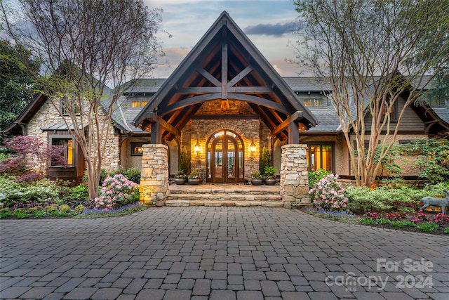 view of front facade with french doors