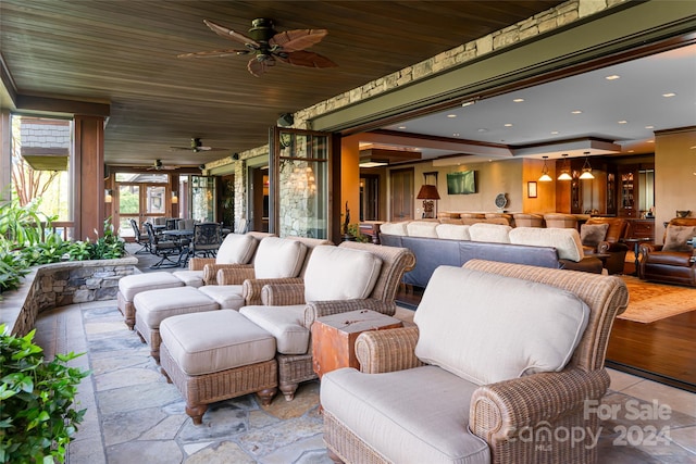 view of patio / terrace featuring outdoor lounge area and ceiling fan