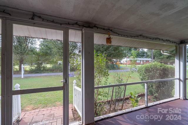 view of unfurnished sunroom