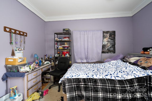 bedroom with crown molding