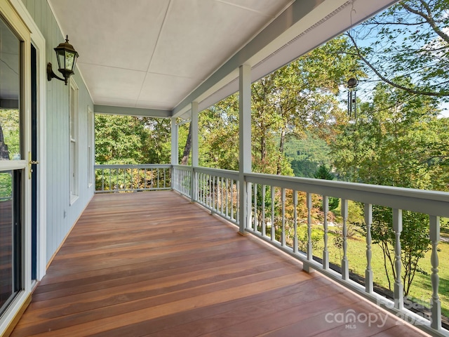 wooden deck with covered porch