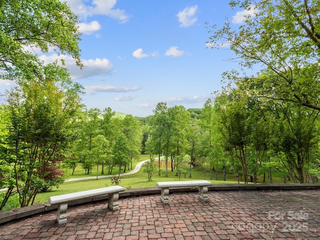 view of property's community featuring a yard