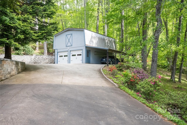 view of garage