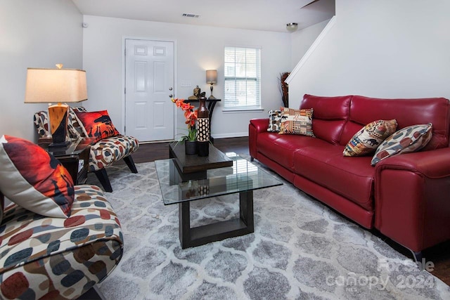 living room with wood-type flooring