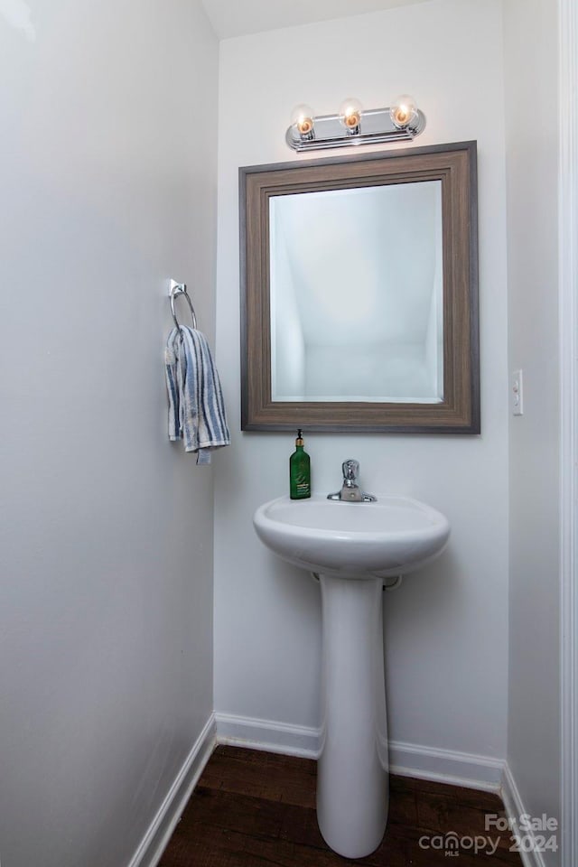 bathroom with wood-type flooring and sink