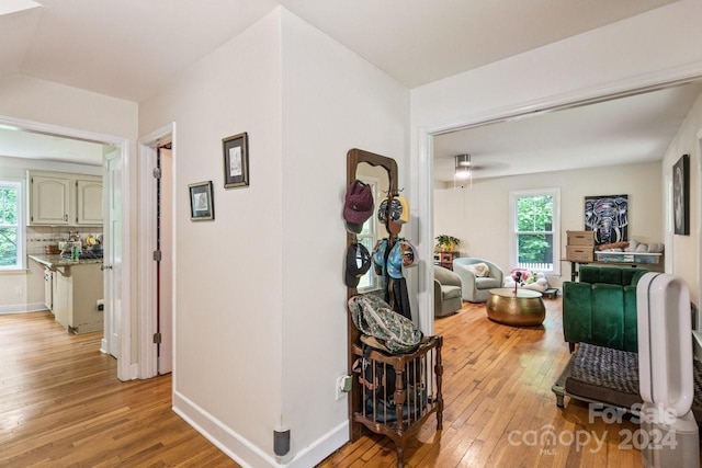 corridor featuring light hardwood / wood-style flooring