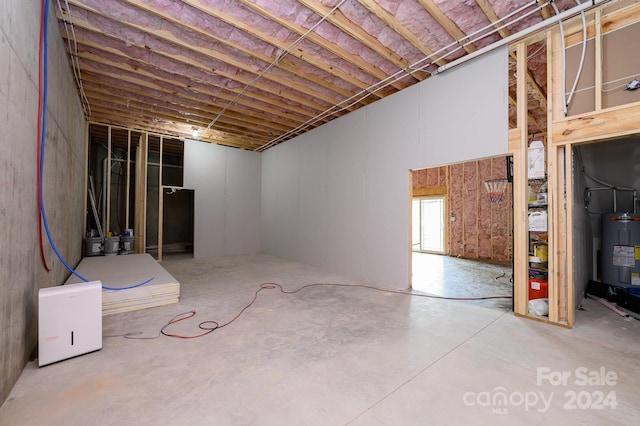 basement with water heater