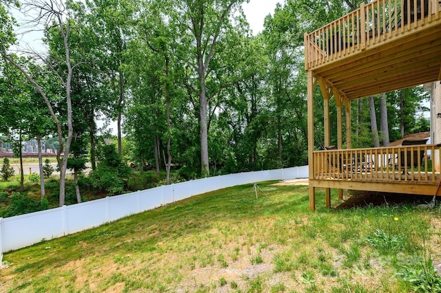 view of yard featuring a deck