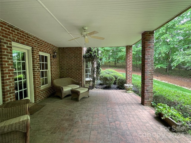 view of patio / terrace with ceiling fan