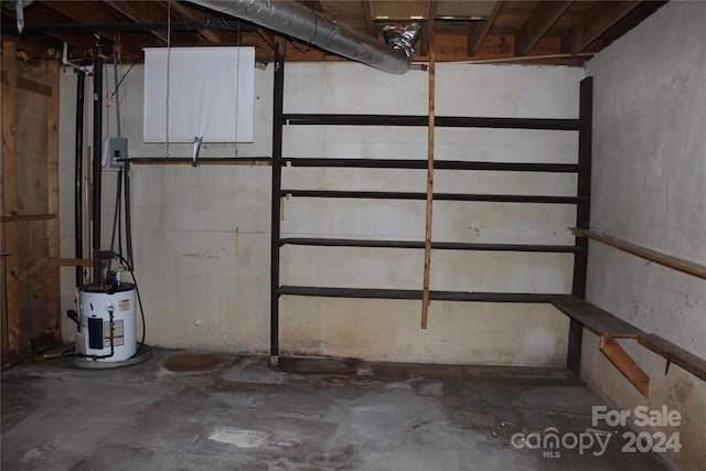 basement with electric water heater