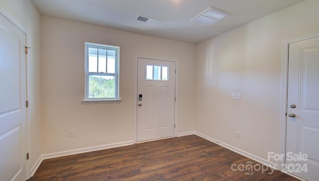 foyer entrance with dark hardwood / wood-style flooring