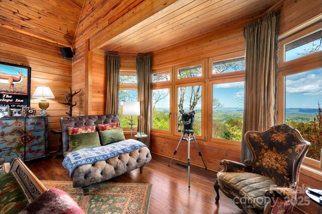 1052 Toxaway Dr, Lake Toxaway, NC 28747 - sitting room featuring wooden walls and wood finished floors