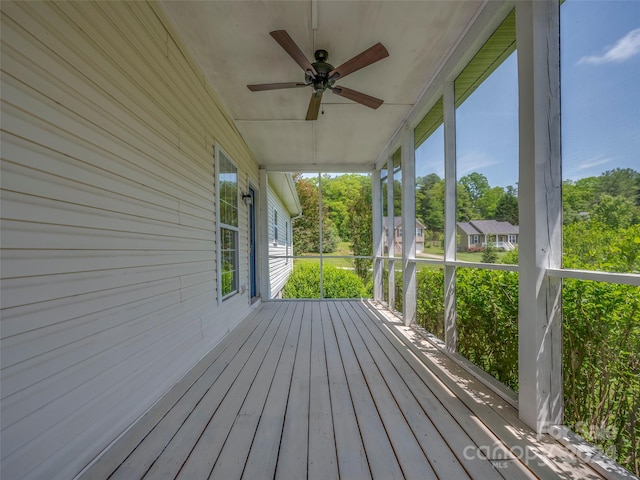 deck featuring ceiling fan