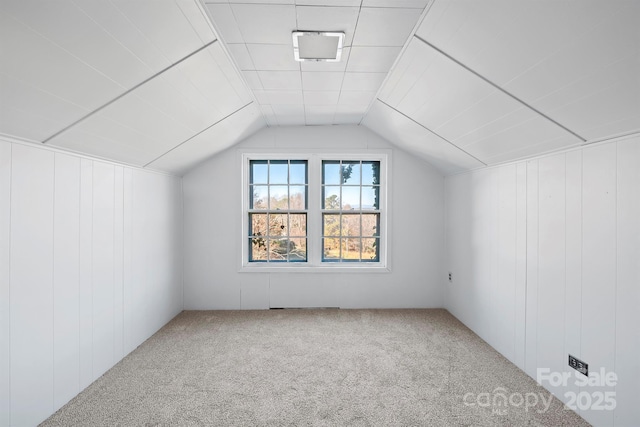 bonus room featuring lofted ceiling and carpet floors