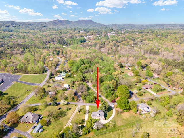 aerial view with a forest view and a mountain view