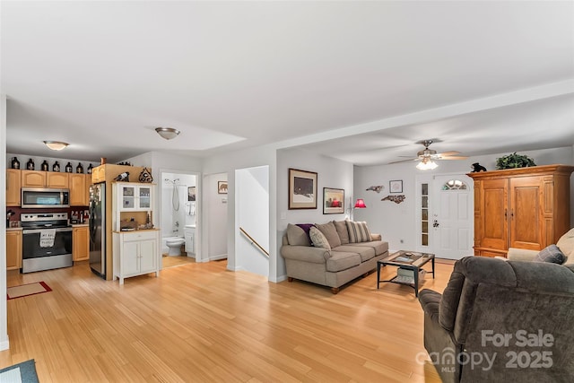 living room featuring light wood-type flooring