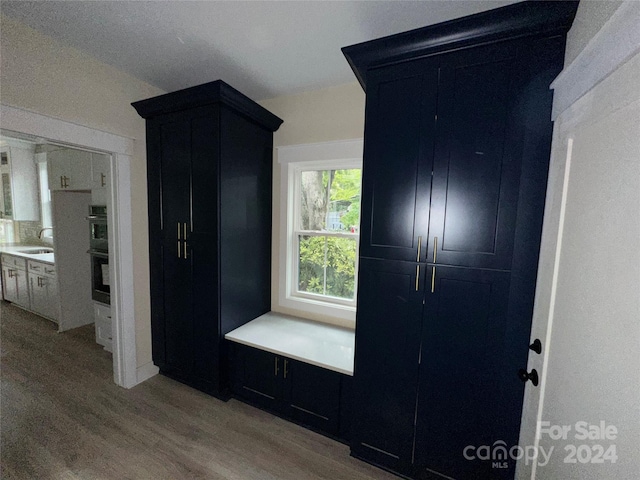 mudroom with sink and wood-type flooring