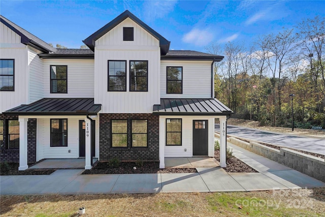 view of modern inspired farmhouse