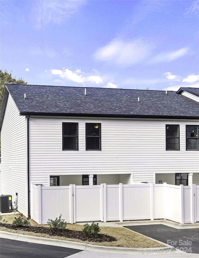 view of property exterior featuring central air condition unit